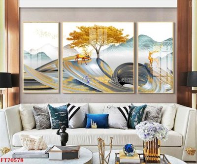 File tranh Tranh treo hiện đại pha lê gương FT70578 (bản gốc) in lụa 5D