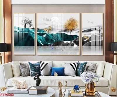 Download file gốc Tranh treo hiện đại pha lê gương FT70583 (in mica) trang trí