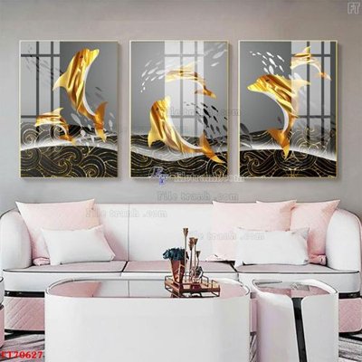 File in trần Tranh treo hiện đại pha lê gương FT70627 (bản gốc 3D) sống động