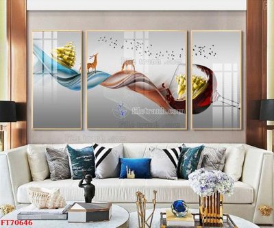 File tranh Tranh treo hiện đại pha lê gương FT70646 (bản gốc) treo phòng ăn