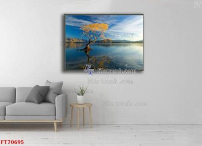 Tải file Tranh treo hiện đại pha lê gương FT70695 (gốc) chủ đề hoa sen