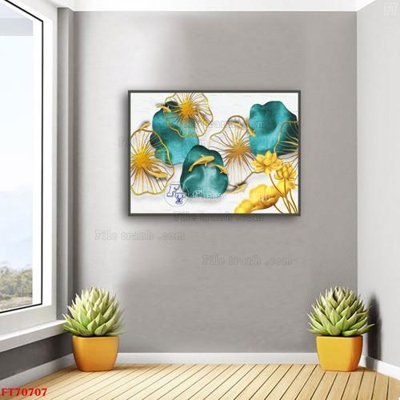 File tranh gốc in trần nhà Tranh treo hiện đại pha lê gương FT70707 3D