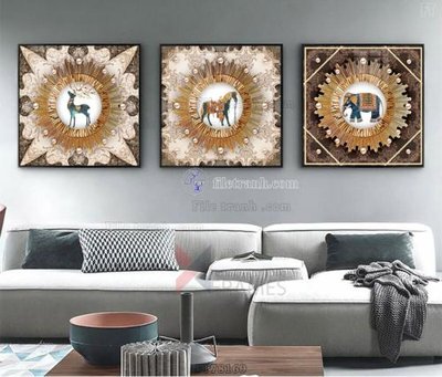 File gốc Tranh treo pha lê gương FT78169 (in lụa) tranh mã đáo