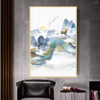 File in trần Tranh treo pha lê gương FT78241 (bản gốc) hoa văn