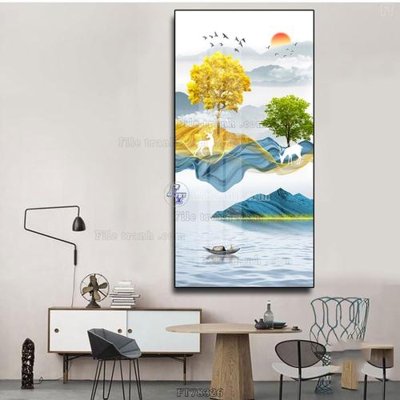 File in trần Tranh treo pha lê gương FT78326 (bản gốc) bầu trời