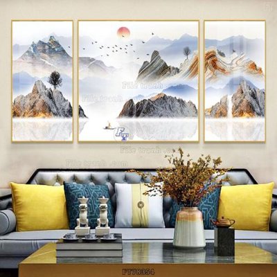 File gốc Tranh treo pha lê gương FT78354 (in lụa) hoa văn cổ điển