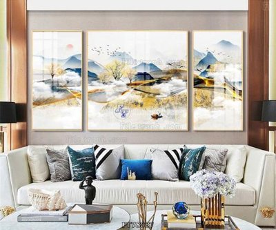 File in trần Tranh treo pha lê gương FT78387 (file gốc) phong thủy