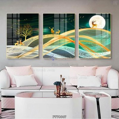 Hình ảnh file gốc in lụa Tranh treo pha lê gương FT78647