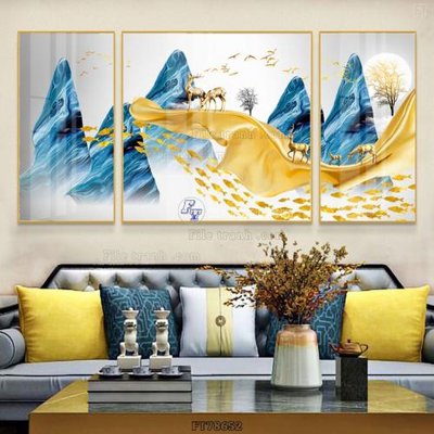 File in trần Tranh treo pha lê gương FT78652 (bản gốc) phong cảnh