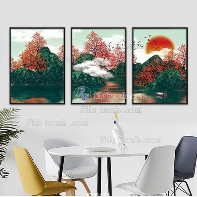 File in trần File tranh hiện đại pha lê gương FT85061 (bản gốc) phong cảnh