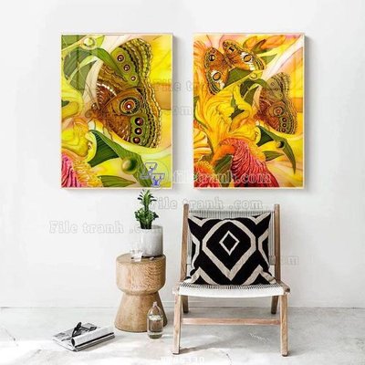 Hình ảnh file gốc in lụa File tranh hiện đại pha lê gương FT85330