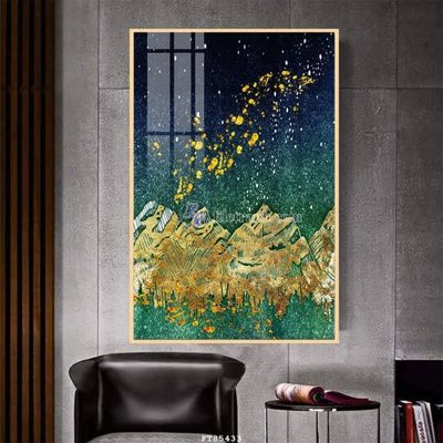 Hình ảnh file gốc in trần nhà File tranh hiện đại pha lê gương FT85433