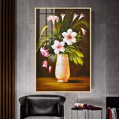 File gốc File tranh hiện đại pha lê gương FT85474 (in lụa) hoa văn cổ điển