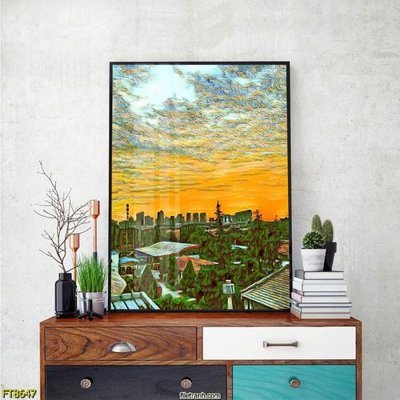 File tranh Tranh trang trí lối vào 1 tấm FT8647 (bản gốc) in lụa 3D