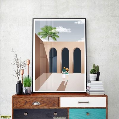 Ảnh gốc Tranh trang trí lối vào 1 tấm FT8707 (nét căng) in mica