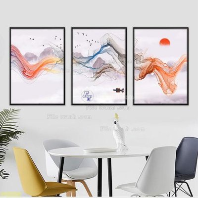 File gốc Tranh treo pha lê gương FT87375 (in lụa) tranh mã đáo