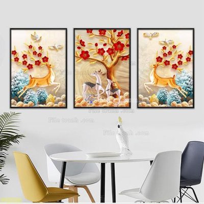 Hình ảnh file gốc in trần nhà Tranh treo pha lê gương FT87495