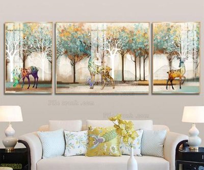 File in trần Tranh treo pha lê gương FT87518 (bản gốc) phong cảnh