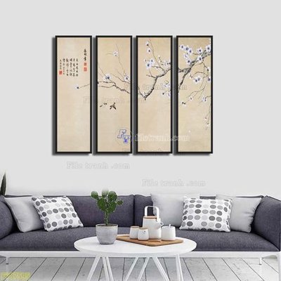 File gốc Tranh treo pha lê gương FT87595 (in lụa) hoa văn cổ điển