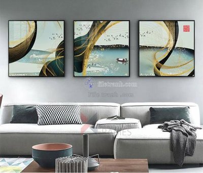 File in lụa Tranh treo pha lê gương FT87702 (phong cảnh) Tranh treo pha lê gương FT87702