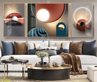 File tranh File tranh hiện đại pha lê gương FT95065 (bản gốc) in lụa 5D