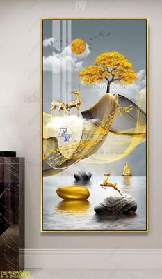 File tranh File tranh hiện đại pha lê gương FT95340 (file gốc) chủ đề phong thủy