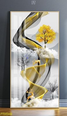 File in trần File tranh hiện đại pha lê gương FT95349 (bản gốc) mây trời