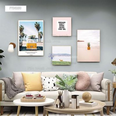 File tranh Tranh treo pha lê gương FT96350 (bản gốc) treo quán cafe