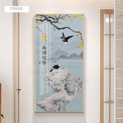 File gốc Tranh treo pha lê gương FT96620 (in lụa) hoa văn cổ điển