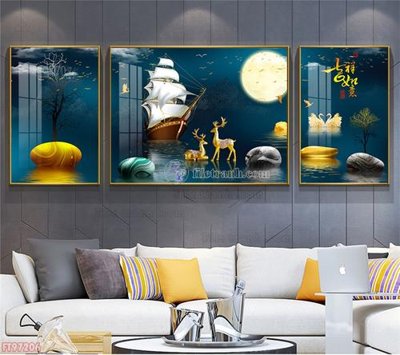 File in trần Tranh decor phủ gương hiện đại FT97206 (bản gốc) đại dương