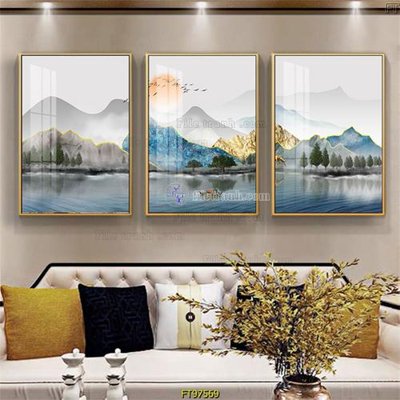 File in lụa Tranh treo tường pha lê gương FT97569 (chất lượng cao) Tranh treo tường pha lê gương FT97569