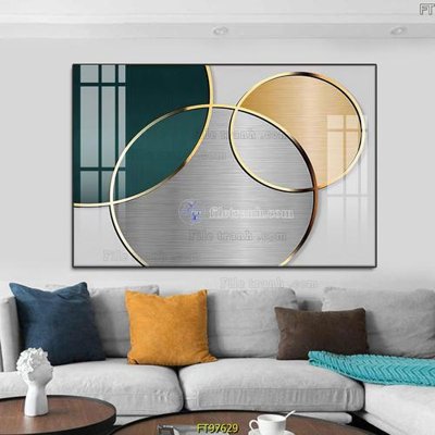 File gốc Tranh treo tường pha lê gương FT97629 (in lụa) hoa văn cổ điển