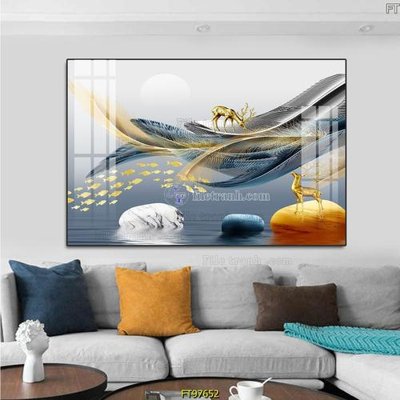 File tranh gốc in trần nhà Tranh treo tường pha lê gương FT97652 3D