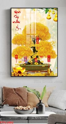 Hình ảnh file gốc in trần nhà File tranh chậu mai bonsai FTTL1002