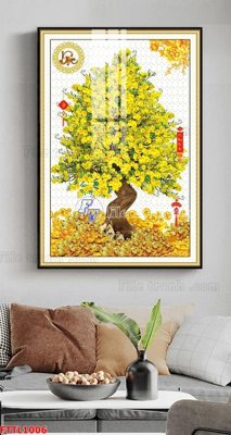 File tranh File tranh chậu mai bonsai FTTL1006 (bản gốc) in canvas