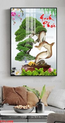 File tranh File tranh chậu mai bonsai FTTL1008 (ảnh gốc) in trần nhà