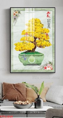 Hình ảnh file gốc in trần nhà File tranh chậu mai bonsai FTTL1019