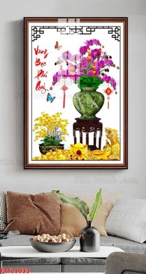File gốc File tranh chậu mai bonsai FTTL1033 (trang trí) cho phòng khách