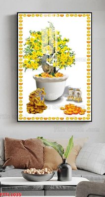 Tải file File tranh chậu mai bonsai FTTL1035 (PSD) cho in tranh 3D