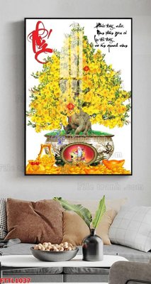 File tranh File tranh chậu mai bonsai FTTL1037 (ảnh gốc) in trần xuyên sáng