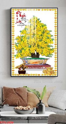 Hình ảnh gốc File tranh chậu mai bonsai FTTL1039 (để in khổ lớn)