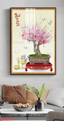 File in trần File tranh chậu mai bonsai FTTL1047 (file gốc) phong thủy