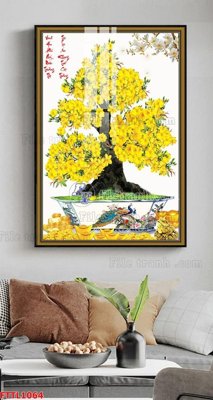 Tải file File tranh chậu mai bonsai FTTL1064 (ảnh gốc) in gạch men