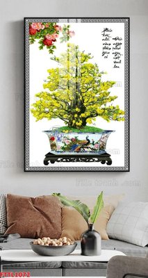 File tranh File tranh chậu mai bonsai FTTL1072 (bản gốc) trang trí văn phòng