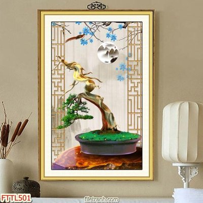 Download file ảnh gốc File tranh chậu mai bonsai FTTL501 để in ấn