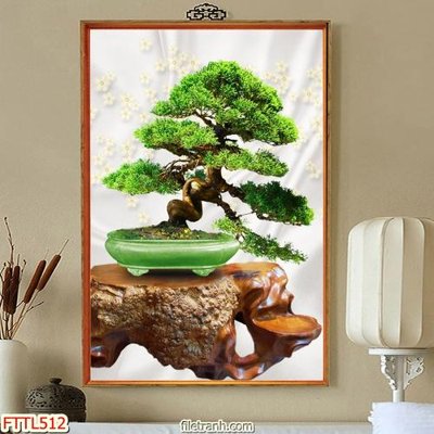File gốc File tranh chậu mai bonsai FTTL512 (trang trí) phòng ngủ