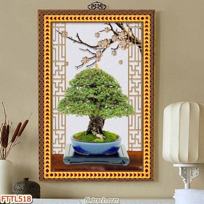 Tải file File tranh chậu mai bonsai FTTL518 (ảnh gốc) in gạch men