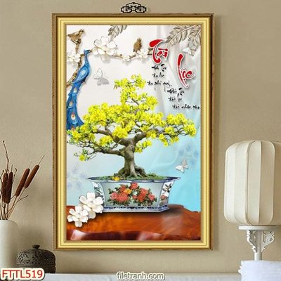 Tải file File tranh chậu mai bonsai FTTL519 (gốc) in tranh tráng gương