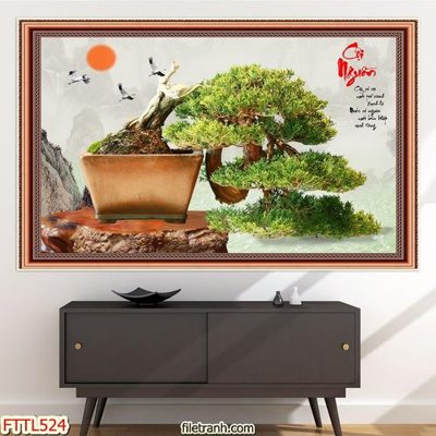 File tranh gốc File tranh chậu mai bonsai FTTL524 (bản quyền) file PSD