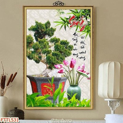 File tranh File tranh chậu mai bonsai FTTL531 (ảnh gốc) không bị mờ